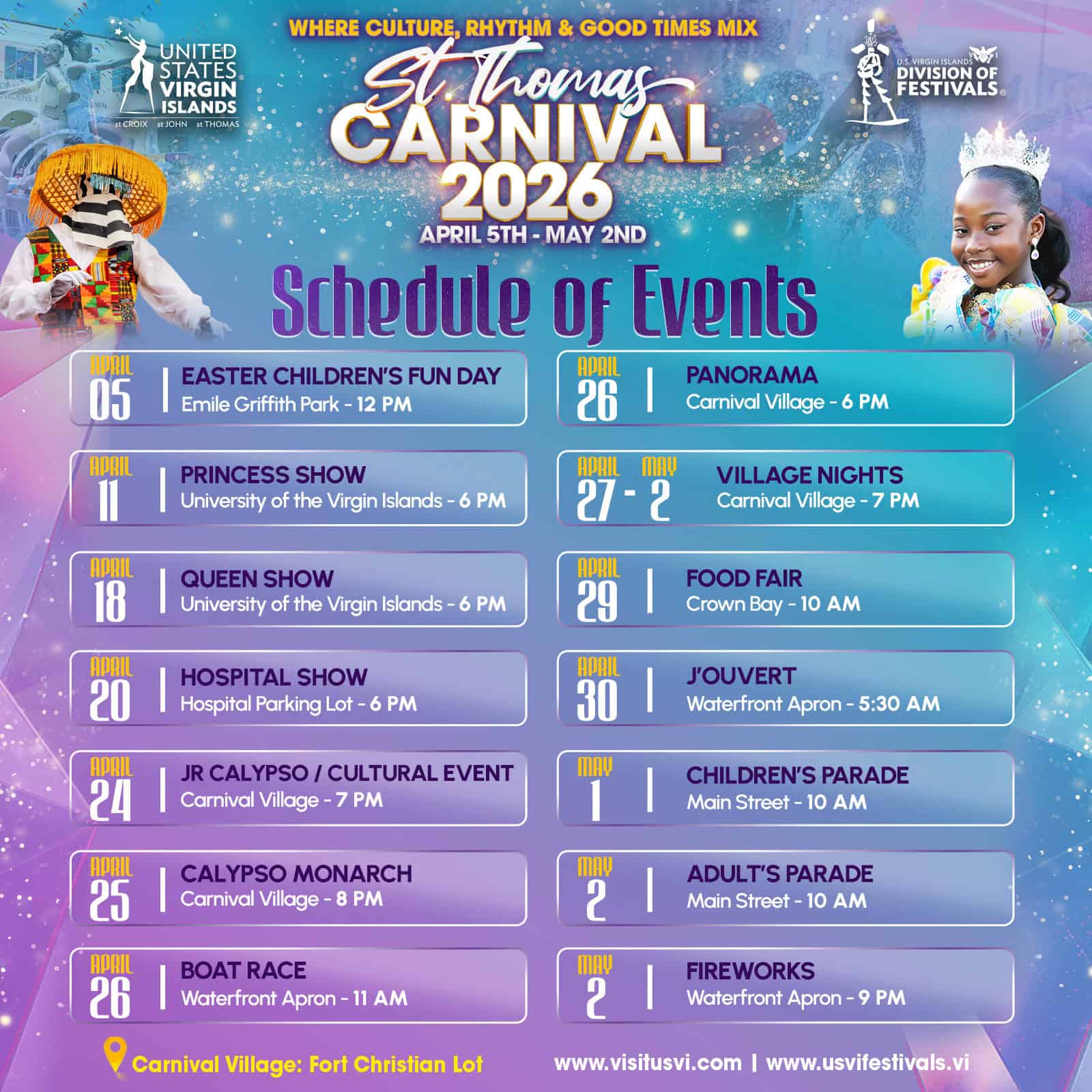 St. Thomas Carnival 2026: Your Day-by-Day Guide to the 74th Annual Celebration